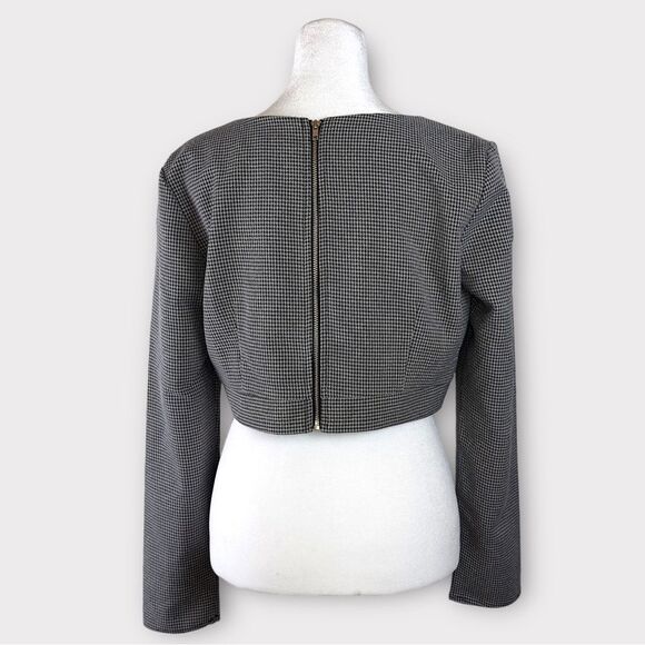 WAYF Houndstooth Long Sleeve Cropped Top - Medium - NWT - Gameday Ready - Picture 7 of 15